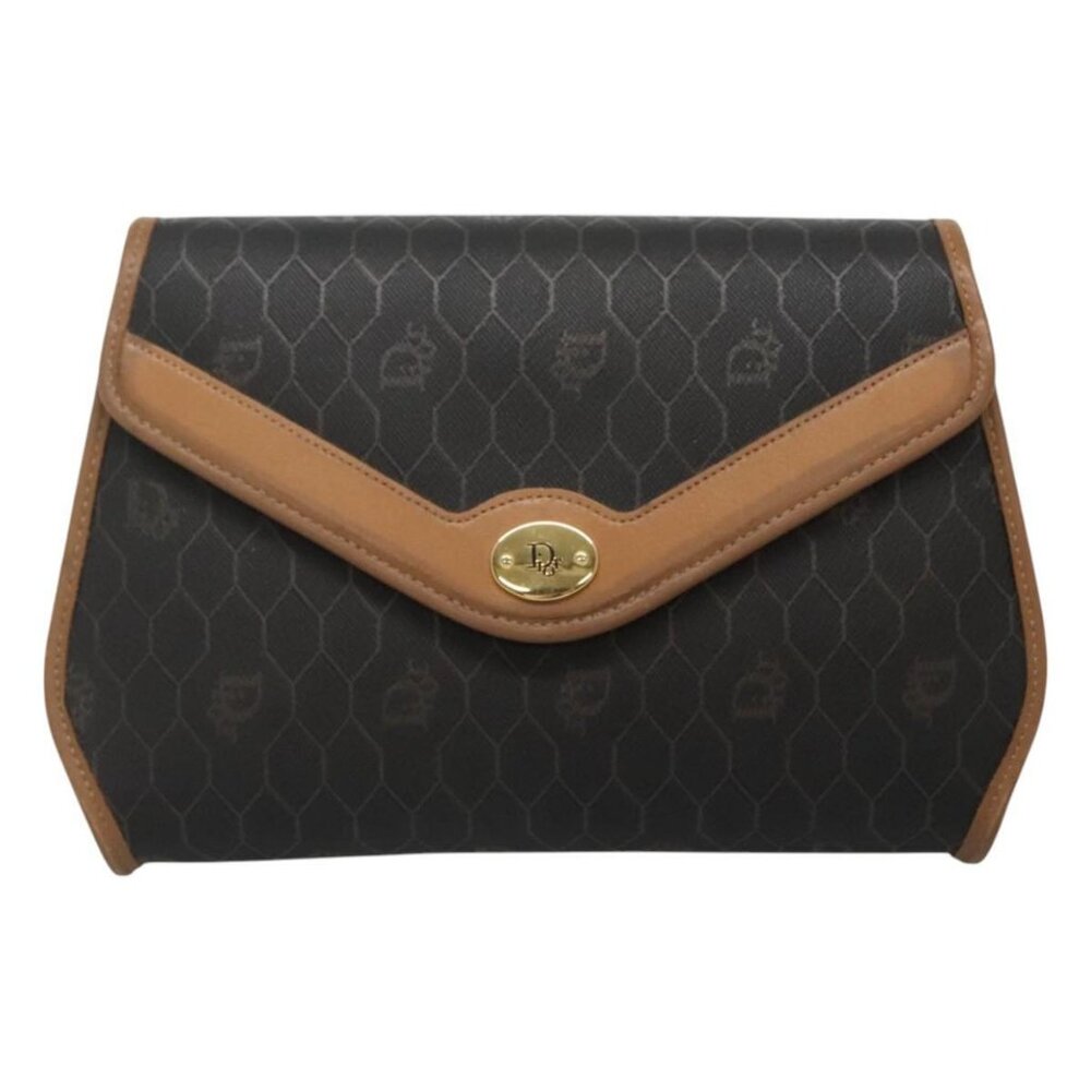 Christian Dior Honeycomb Canvas Shoulder Bag PVC Black - Picture 2 of 16